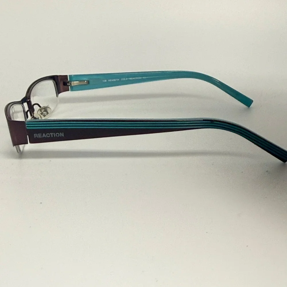 Kenneth Cole Reaction KC699 Burgundy Teal Rectangular Eyeglasses 50-18-135